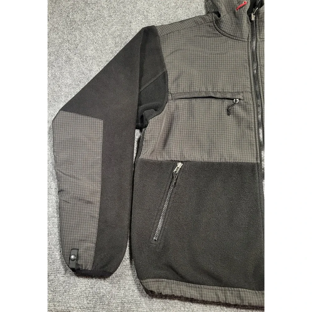VTG THE NORTH FACE DENALI FULL ZIP HOODIE FLEECE BLACK & GRAY JACKET SIZE SMALL